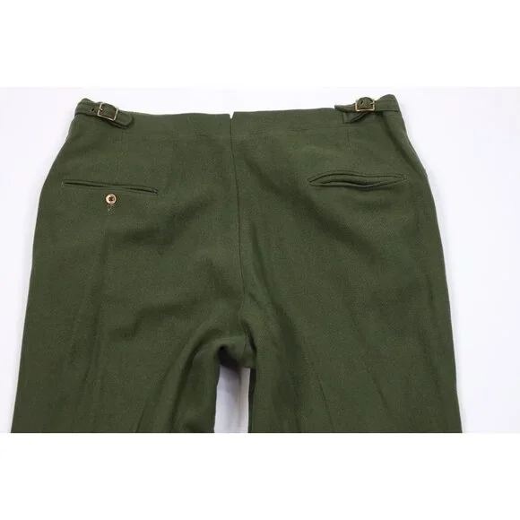 Vintage 60s Streetwear Mens 36x34 Wool Whipcord Wide Leg Buckle Back Pants USA